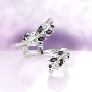 Galaxy Salt and Pepper (Herkimer) Diamond & Meteorite Couples Ring Set