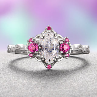 Esme Lab-Grown Diamond & Ruby Ring- 14K White Gold (IGI Certified)