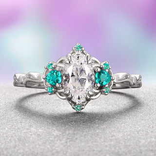 Esme Lab-Grown Diamond & Paraiba Tourmaline Ring- 14K White Gold (IGI Certified)