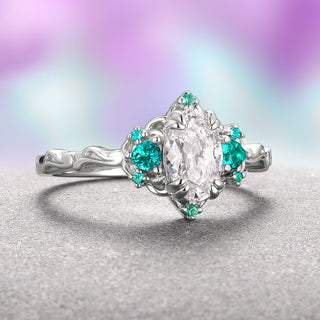 Esme Lab-Grown Diamond & Paraiba Tourmaline Ring- 14K White Gold (IGI Certified)