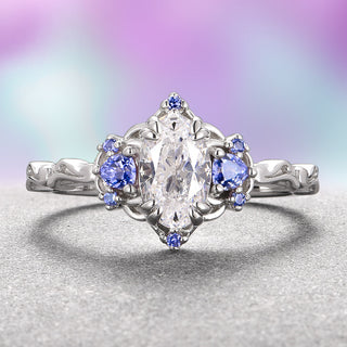 Esme Lab-Grown Diamond & Tanzanite Ring- 14K White Gold (IGI Certified)