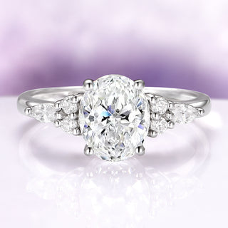 Evelyn Oval Cut Moissanite Engagement Ring in 14K White Gold