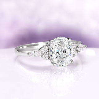 Evelyn Oval Cut Moissanite Engagement Ring in 14K White Gold