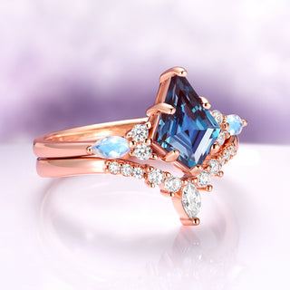 Skye Kite® Alexandrite & Moonstone Engagement Ring Set in 14K Rose Gold Vermeil