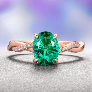Sophia Fireworks Cut Emerald Ring in 14K Rose Gold Vermeil