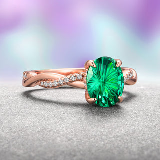 Sophia Fireworks Cut Emerald Ring in 14K Rose Gold Vermeil
