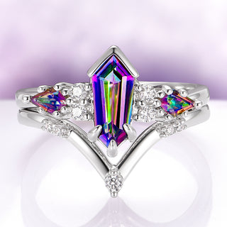 Hexagon Kite Mystic Topaz Ring Set in Sterling Silver