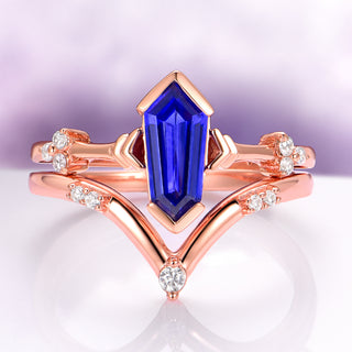 Midnight Blue Sapphire Couples Ring Set