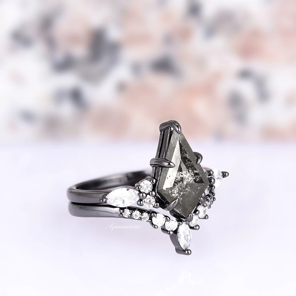 Skye Kite™  Galaxy Raw Salt & Pepper (Herkimer) Diamond Ring- Black Rhodium Filled