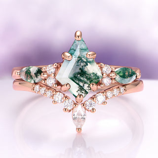 Skye Kite® Green Moss Agate Engagement Ring Set in 14K Rose Gold Vermeil