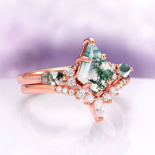 Skye Kite® Green Moss Agate Engagement Ring Set in 14K Rose Gold Vermeil