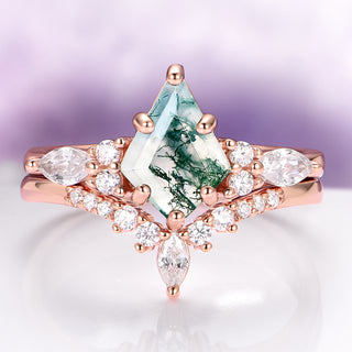 Skye Kite® Green Moss Agate Ring Set in 14K Rose Gold Vermeil