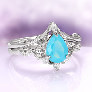 Turquoise Opalescent Blue Sapphire Ring Set in Sterling Silver