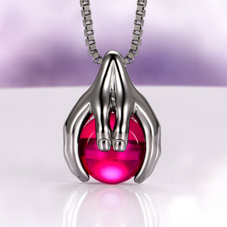 Ethereal Hold Ruby Pendant Necklace in Black Ruthenium