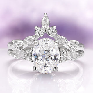 Evelyn Oval Cut White Sapphire Engagement Ring in Sterling Silver