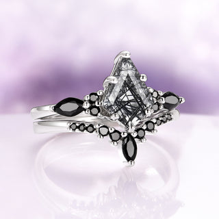 Skye Kite® Rutilated Quartz & Black Onyx Couples Ring Set