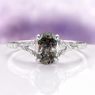 Galaxy Salt and Pepper (Herkimer) Diamond & Meteorite Couples Ring Set