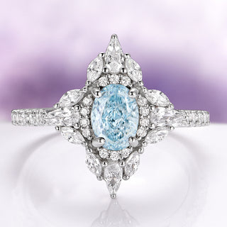 Stella Oval Cut Aquamarine Vintage Engagement Ring in Sterling Silver