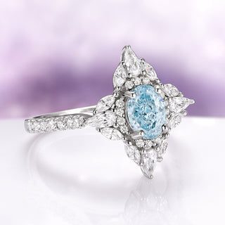 Stella Oval Cut Aquamarine Vintage Engagement Ring in Sterling Silver