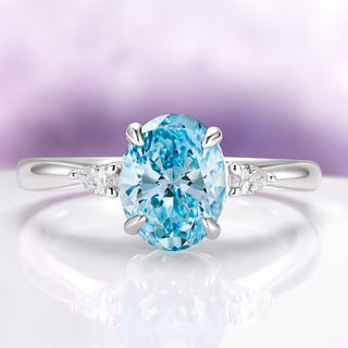 Oval Cut Natural Swiss Topaz Engagement Ring in Sterling Silver