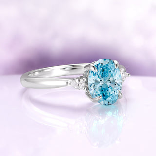 Oval Cut Natural Swiss Topaz Engagement Ring in Sterling Silver