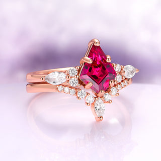 Skye Kite®  Lab-grown Ruby Engagement Ring Set in 14K Rose Gold Vermeil