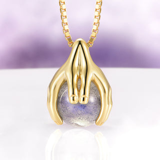 Ethereal Hold Labradorite Pendant Necklace in 14K Yellow Gold Vermeil
