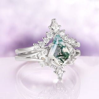 Elowen Moss Agate Couples Ring Set