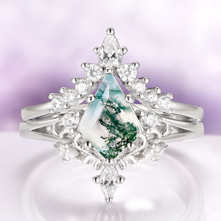 Elowen Moss Agate Couples Ring Set