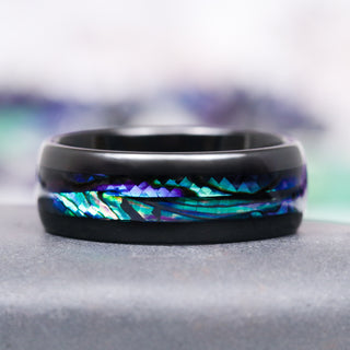 Abalone Shell Wedding Band in Black Tungsten (8MM)