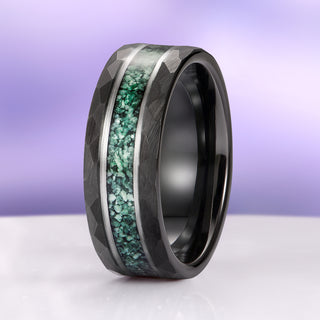 Green Moss Agate Twirl Couples Ring Set