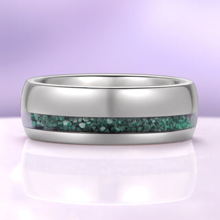 Crushed Green Moss Agate Wedding Band in Tungsten Carbide (8mm)