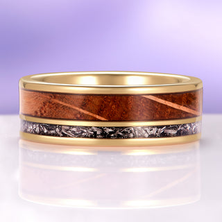 Whiskey Barrel & Meteorite Band in Yellow Gold Tungsten Carbide (8mm)