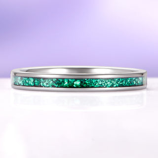 Natural Malachite Petite Wedding Band in Tungsten (2mm)