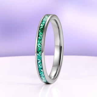 Natural Malachite Petite Wedding Band in Tungsten (2mm)