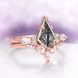 Skye Kite® Galaxy Salt & Pepper (Herkimer) Diamond & Meteorite Couples Ring Set