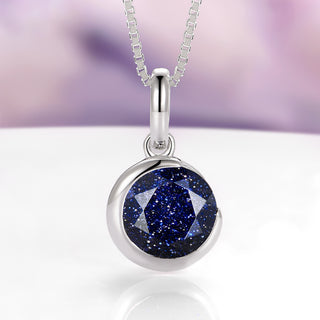 Starry Night Crescent Moon Necklace in Sterling Silver