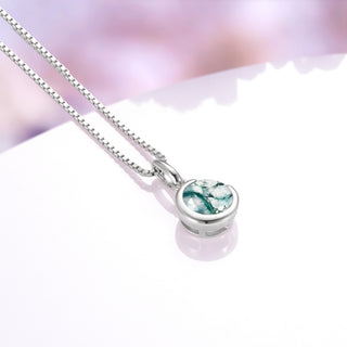 Moss Agate Crescent Moon Necklace in Sterling Silver