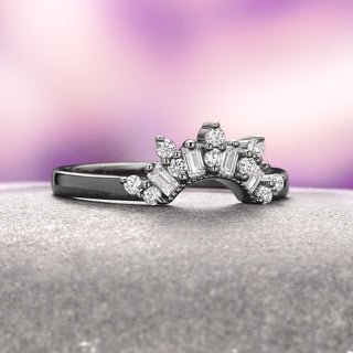 Art Deco Blue Sapphire Ring Set- Black Ruthenium