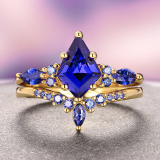 Skye Kite®  Blue Sapphire Ring Set- 14K Solid Yellow Gold