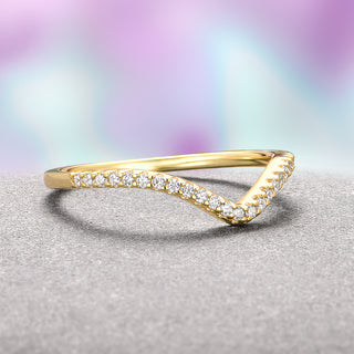 Chevron Stacking Wedding Band- 14K Solid Yellow Gold