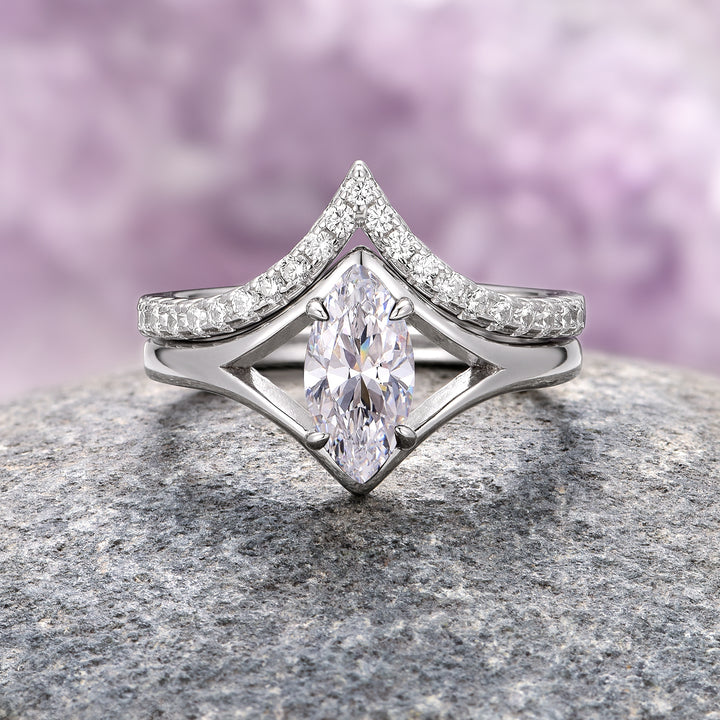 Marquise Diamond (CZ) Ring Set- Sterling Silver