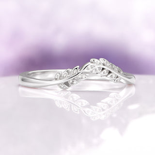 Filigree Leaf Wedding Band in Sterling Silver
