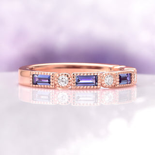 Art Deco Alexandrite Band in 14K Rose Gold Vermeil