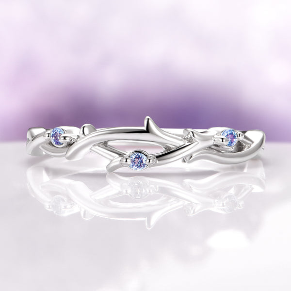 Alexandrite Leaf Wedding Band | 14K White Gold – Aquamarise