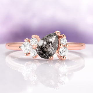 Natural Herkimer Diamond Cluster Ring in 14K Rose Gold Vermeil