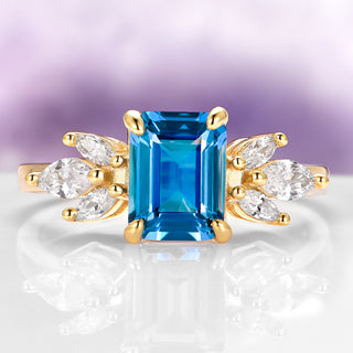 Eva Natural London Blue Topaz Ring in 14K Yellow Gold Vermeil