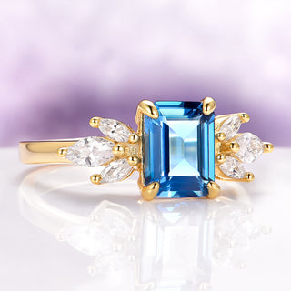 Eva Natural London Blue Topaz Ring in 14K Yellow Gold Vermeil