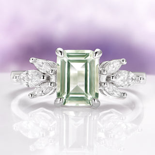 Eva Natural Light Green Amethyst Ring in Sterling Silver