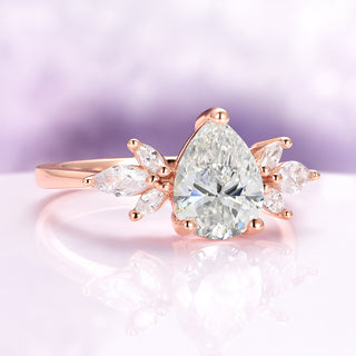 Teardrop White Sapphire Ring  in 14K Rose Gold Vermeil
